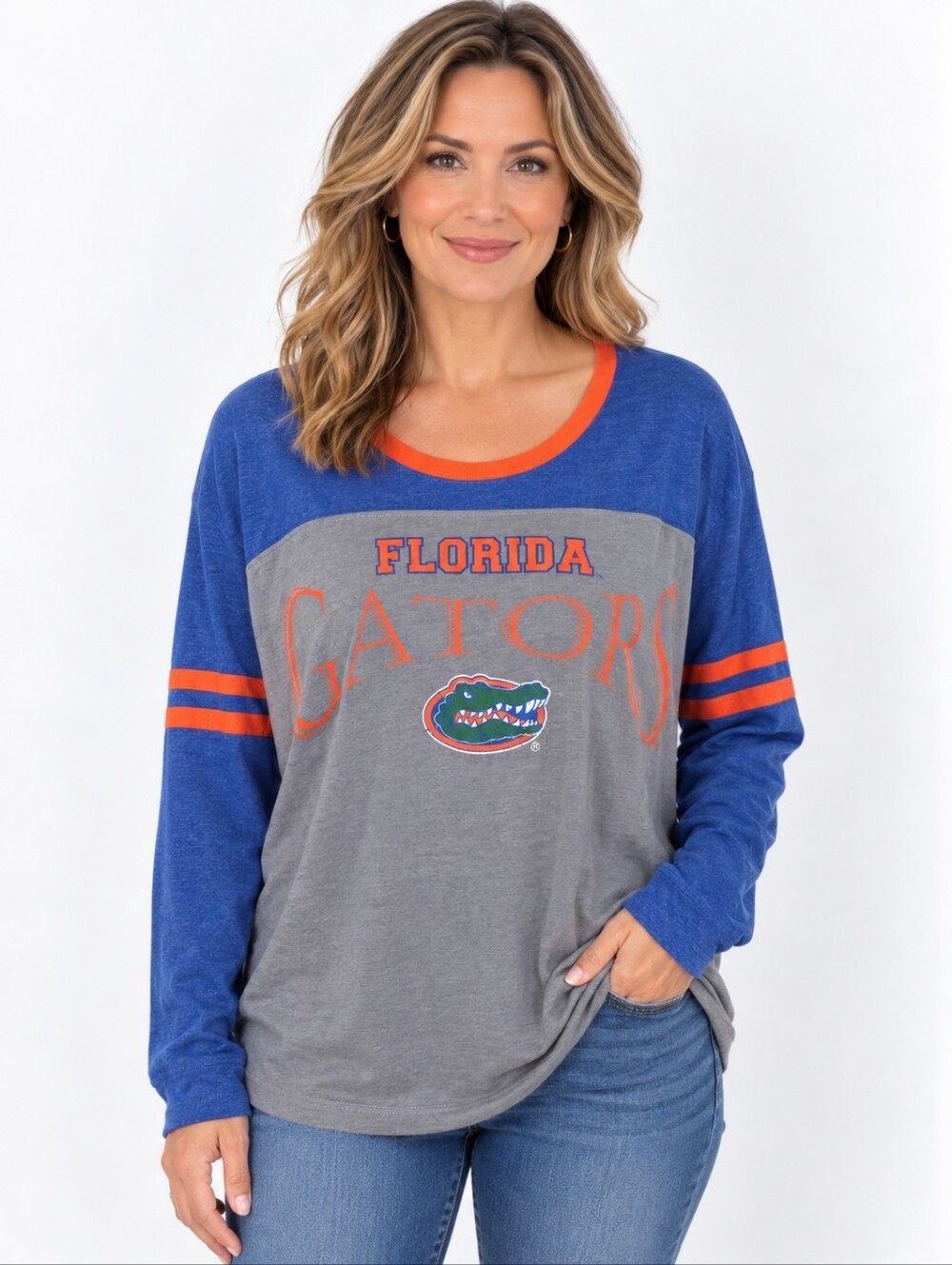 Campus Heritage Florida Gators Shirt Womens XXL Blue Gray Orange Long Sleeve
